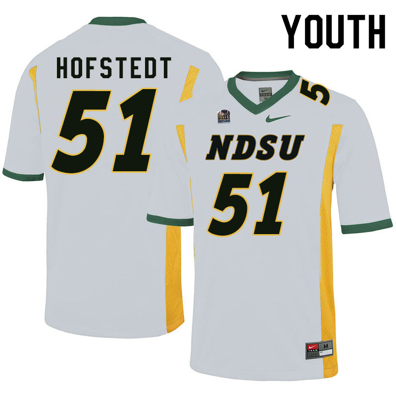 Youth #51 Mason Hofstedt North Dakota State Bison College Football Jerseys Sale-White - Click Image to Close